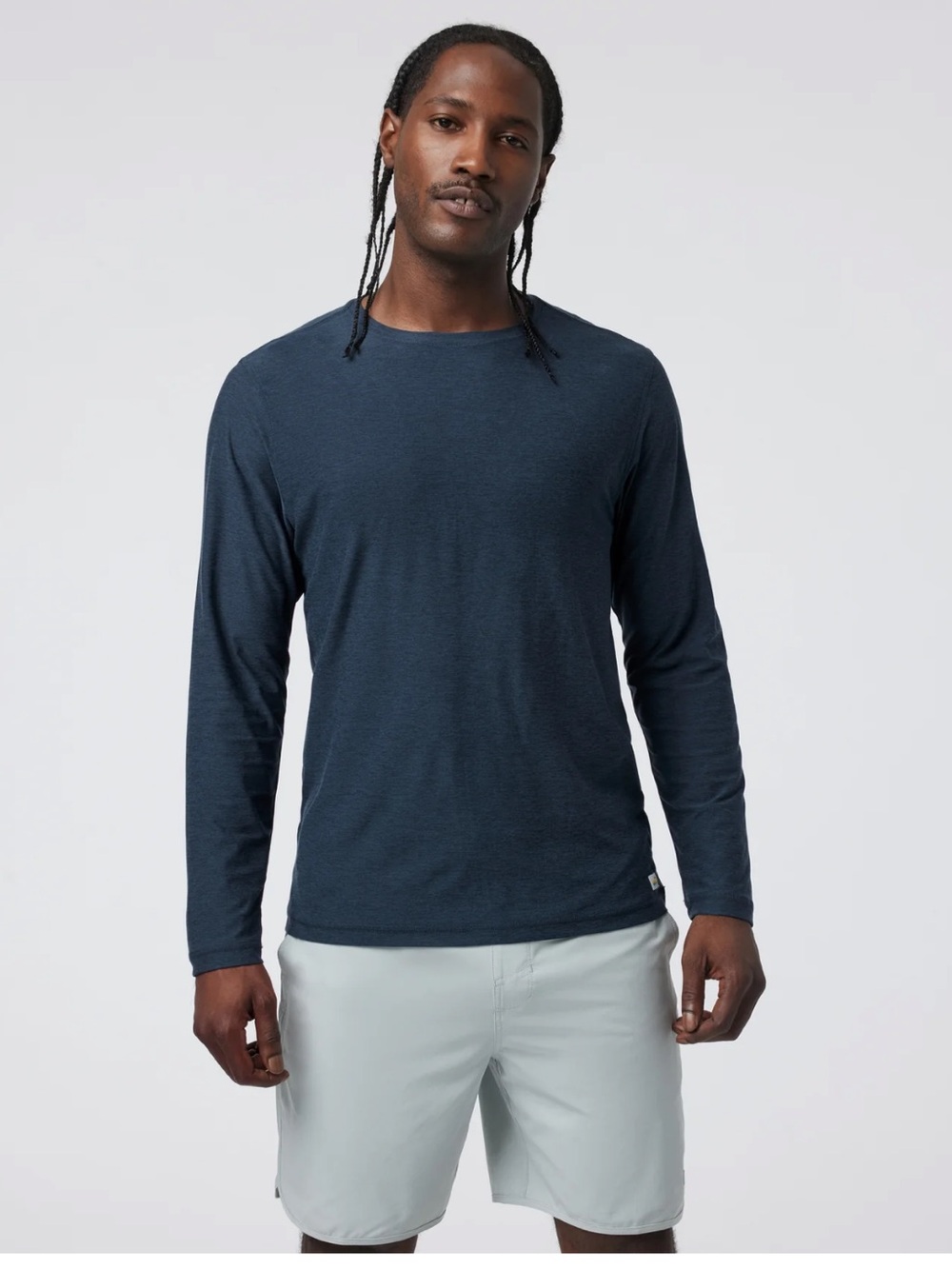 Vuori Long Sleeve Strato Tech Tee Size Large Navy Blue Heather